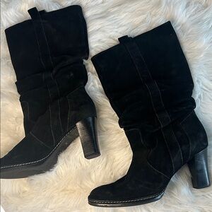 Franco Sarto Suede Black Heeled Boots
